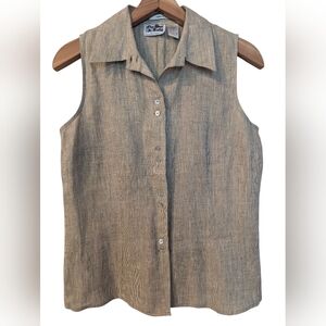 EDWARD Irish Linen Sleeveless Blouse Medium